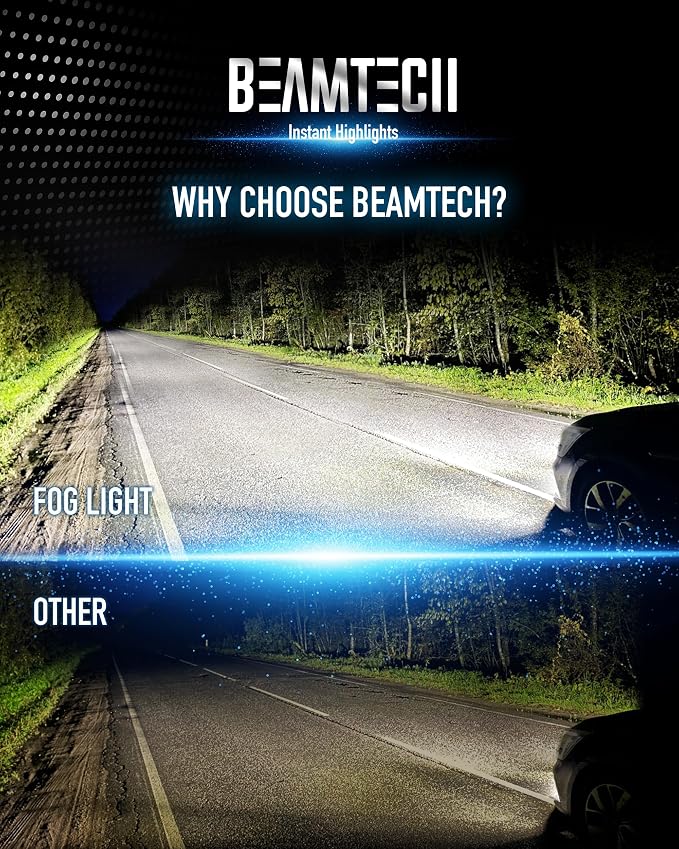 BEAMTECH H7 Light Bulb, 6500K Xenon White, Fanless In Line, 1:1, Pack of 2 | No Adapter Need, Small Size Design, 1:1 Size