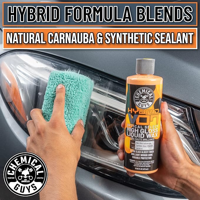 Chemical Guys, Hybrid V7 Optical Select High Gloss Liquid Car Wax, 16 oz | Liquid wax adds deep gloss and slick protection on any paint color, easy on and off, with a fresh orange scent