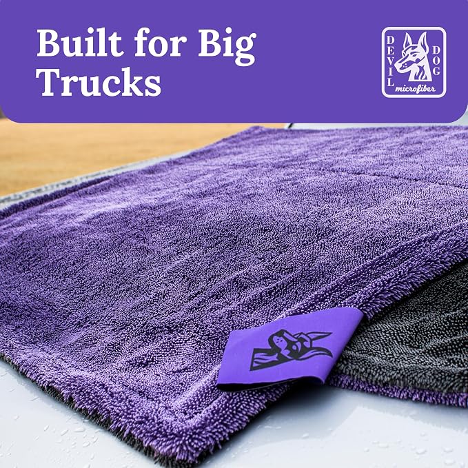 XL Car Drying Towel for Trucks – 1200 GSM Twisted Loop Microfiber, 24" x 45" Edgeless, Scratch-Free