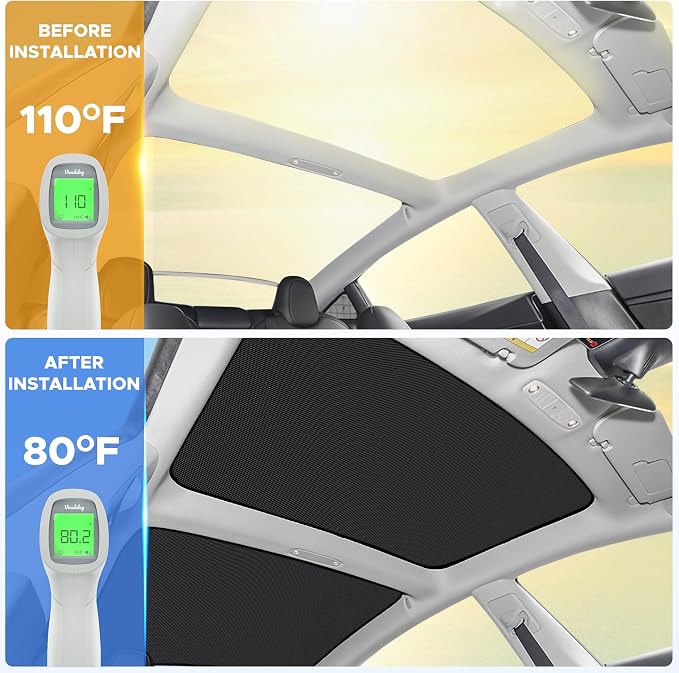 Econour Tesla Model Y Roof Sunshade, Panoramic Roof Window Insulation UV Rays Protection Sun Shade for 2020 2021 2022 2023 Tesla Model Y Accessories
