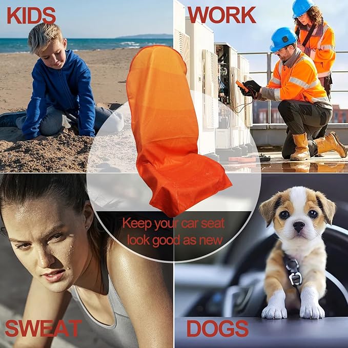 Waterproof Car Seat Cover for Front Seats, Protector for Cars SUVs Trucks, Sweat Towel Seat Covers Bucket for Gym,Workout,Beach,Hiking,Running Swimming(Orange, 1PC)