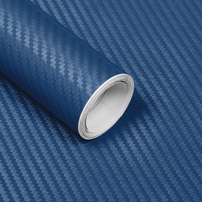 Lypumso 3D Blue Carbon Fiber Vinyl Wrap, Car Wrap Film Roll with Air-Release Technology for DIY Use, Car Auto Decal Exterior and Interior Wrapping Film, Vehicle Self Adhesive Sticker(1FT x 10FT)