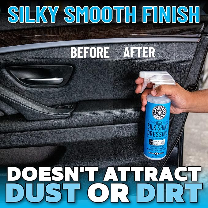 Chemical Guys, Silk Shine Vinyl & Trim Dressing, Non-Greasy Satin, 1 Gallon | Dries to a natural satin look with no greasy sling, works indoors and out on dashboards, door panels, bumpers and tires