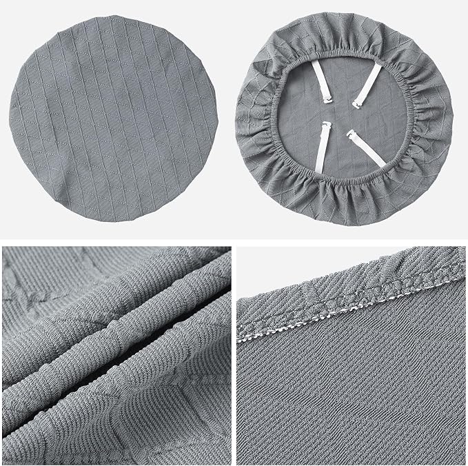 Fuloon Stretch Chair Seat Covers 6 PCS, Removable Washable Dining Chair Covers Anti-Dust Dining Room Seat Cushion Slipcovers (6, Light Grey)