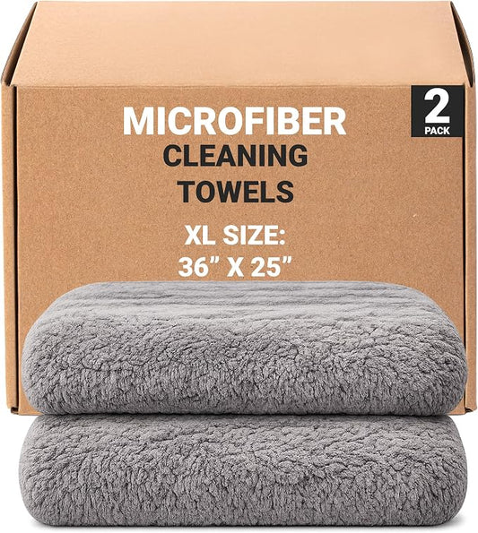 Platinum Microfiber Towels for Cars Extra Large Towel Set of 2 Drying Towels with Maximum Absorbency, Scratch Free Wash Towels for Detailing, Microfiber Cleaning Cloth Towel Kit