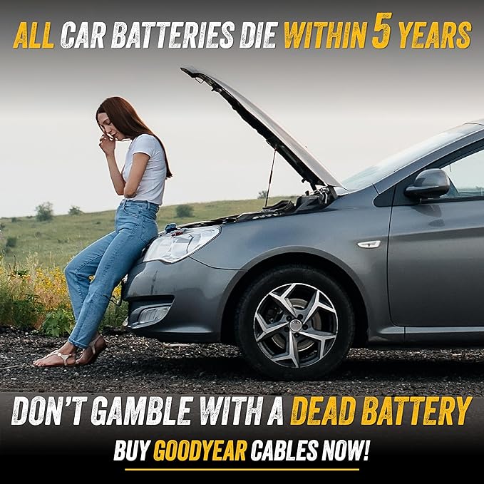 GOODYEAR Heavy Duty Jumper Cables for Car Battery - 4 Gauge Thick Wire, Extra Long 16 ft Booster Cables with Carrying Case for Cars, Trucks, SUVs, Emergency Roadside Kit Car Accessories
