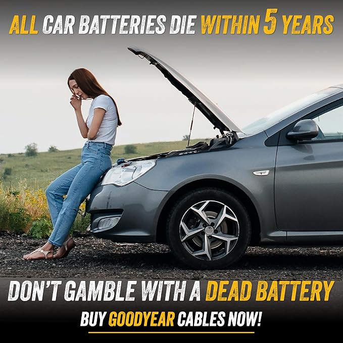 GOODYEAR Heavy Duty Jumper Cables for Car Battery - 2 Gauge Thick Wire, Extra Long 20 ft Booster Cables with Carrying Case for Cars, Trucks, SUVs, Emergency Roadside Kit Car Accessories