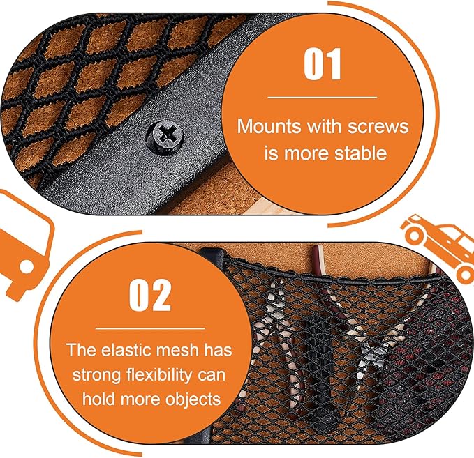Frienda 1 Pc Boat Storage Net Bag, ABS Plastic Car Framed Mesh Net Holder, Phone & Cargo Organizer with Screws for Auto, Rv, Boat, Pontoon, Truck Pocket Storage (12 x 8 Inch)