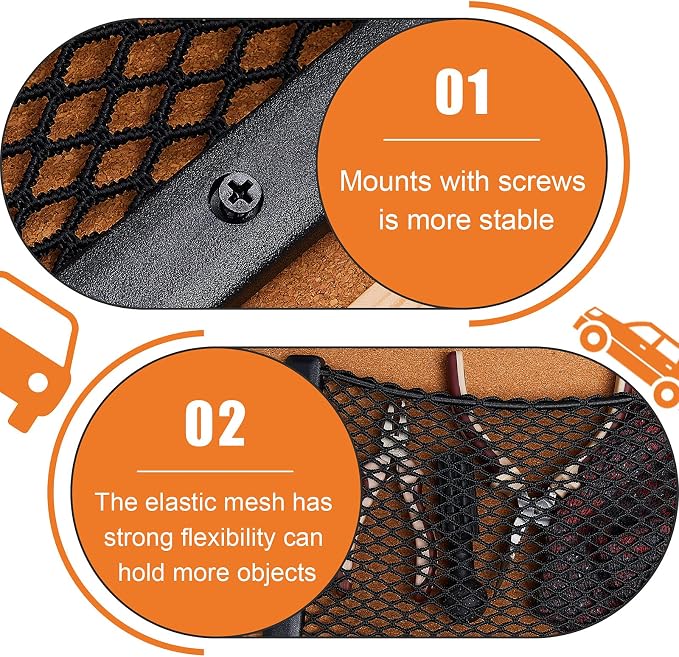 Frienda 4 Pcs Boat Storage Net Bag, ABS Plastic Car Framed Mesh Net Holder, Phone & Cargo Organizer with Screws for Auto, Rv, Boat, Pontoon, Truck Pocket Storage (12 x 8 Inch)