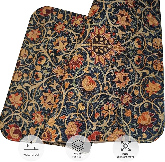 Vintage Boho Car Floor Mats-Non-Slip Rubber Backing,Front (26.8x17.3in) & Rear (13x17.3in) Set-Water Absorbing, Durable Automotive Floor Liners with Stylish Patterns
