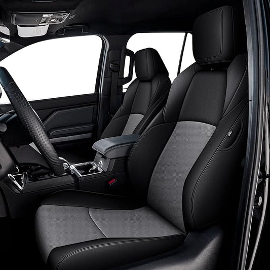 AOMSAZTO Custom Fit Seat Covers for Toyota 4Runner 2025 2026 | Full Set Faux Leather Car Seats Cover for 4Runner Accessories Black&Gray(5 Seats Model Only)
