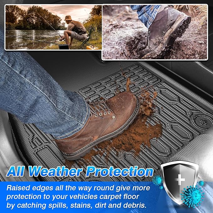 Palisade Floor Mats - Car Mats for Hyundai Palisade 7/8 Seats 2026 (Only Fit Gas), All Weather Full Set Cargo Liner with Backrest Mat for Palisade Accessories, Heavy Duty Waterproof, Black