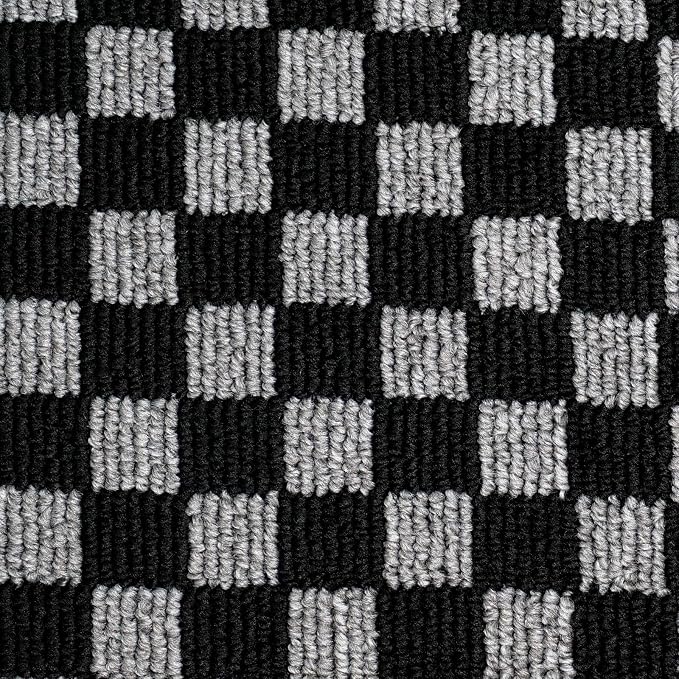 Plaid Car Floor Mats Set of 4,Checkered Plaid Pattern Vehicle Front Rear All Weather Carpets Mosaic Mats Rugs Non-Slip Auto Foot Mats Car Accessories Universal Fit for Car SUV Truck Van (Black White)