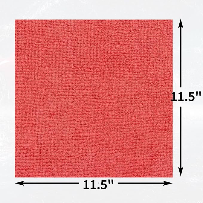 Shop Towels Rags, 100 Pack Microfiber Cleaning Cloth Bulk Absorbent Detailing Rags, Lint-Free Microfiber Towels for Cars, Mechanic, Shop, Garage & Housekeeping 11.5"*11.5" Red