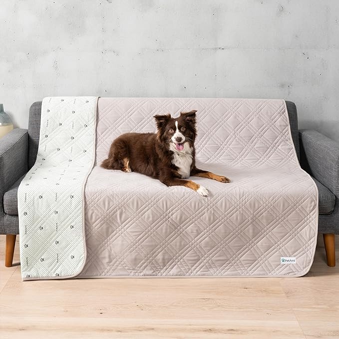 PetAmi Waterproof Couch Cover for Dogs, Non-Slip Leakproof Sofa Furniture Protector for Pet Cat, Machine Washable Bed Blanket for Car Seat, 52x82 Beige