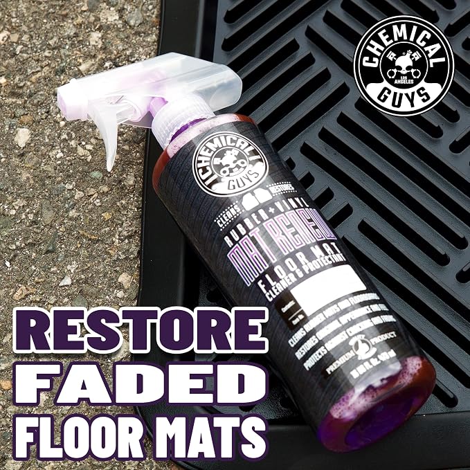 Chemical Guys, Heavy Duty Floor Mat Cleaning Kit, Mat Renew & Brush, 5 Pc | Mat Renew cleaner, drill brush and Workhorse towels clean and revive rubber and vinyl mats and liners
