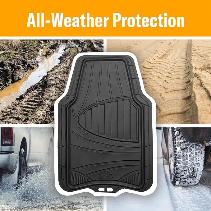 Armor All 3-Piece All-Season Floor Mats, Universal Fit Mats for Cars, Trucks, SUVs — Black