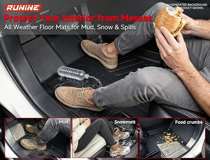 Floor Mats & Cargo Liner Set for Toyota RAV4 2019-2025, Full Coverage Interior Protection with Trunk Mat, Backrest Protector & Door Sill Guards, All Weather TPE Waterproof Anti-Slip Custom Fit
