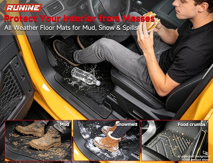 Floor Mats for Ford Bronco 4-Door 2021-2024 2025 2026(Not for 2 Door&Sport), Cargo Liner Set, Heavy Mud & Off-Road Protection with 3D Waterproof High-Edge & Anti-Slip Retention System