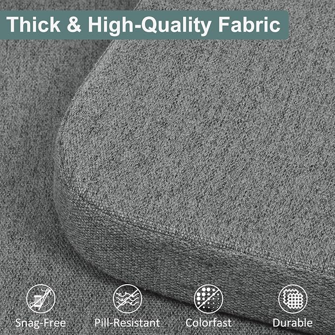 Shinnwa Kitchen Chair Cushions Set of 6, Patented Design Memory Foam Dining Chair Pads with Ties and Washable Cover, 6 Pack, 17" x 16" x 2", Dark Grey
