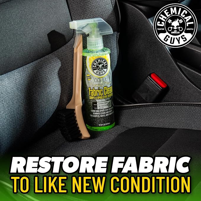 Chemical Guys Fabric Clean Carpet and Upholstery Cleaner Kit, 16 fl oz | With heavy duty nifty interior brush, citrus scent kit, fabric spray and interior brush combo kit, ready for immediate use