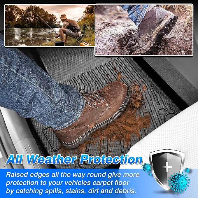 Floor Mats for 2021-2025 2026 Chevrolet/Chevy Tahoe & GMC Yukon (Not for Yukon XL, Only for 8 Seats), All Weather Cargo Liner for Tahoe Accessories, Heavy Duty TPE Cargo Mats, Car Accessories