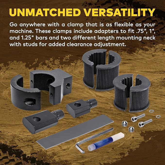 Off-Road ATV UTV Light Bar Mount Mounting Bracket Mini Bar Clamp Kit [0.75"/1"/1.25" Inch] [360-Degree] [2 Stud Sizes] [Aluminium] [1 Unit] Bull Bar Roll Bar Clamp Roll Cage Clamps Mount for ATV UTV