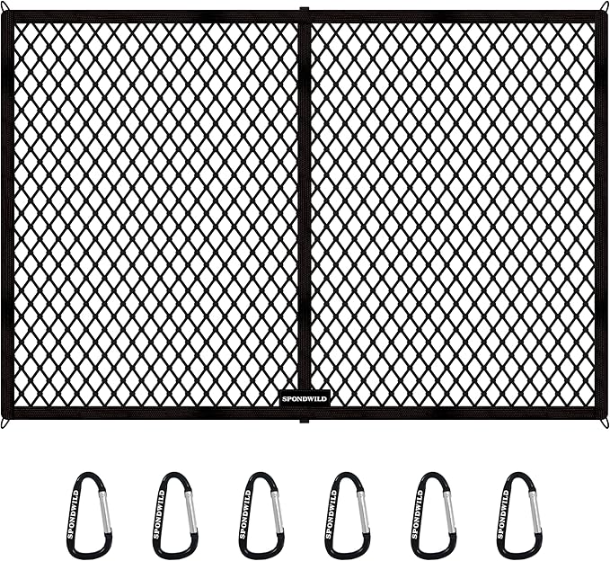 Highly Elastic Cargo Net with Hook, 6'x4' Stretches to 12'x8' | Adjustable Simple Truck Bed Storage Organizer for SUVs, Cars and Trucks, Single Layer, Ideal for Securing Daily Light Loads