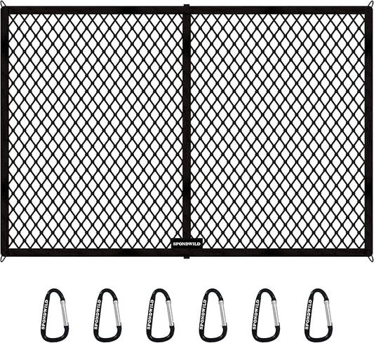 Highly Elastic Cargo Net with Hook, 6'x4' Stretches to 12'x8' | Adjustable Simple Truck Bed Storage Organizer for SUVs, Cars and Trucks, Single Layer, Ideal for Securing Daily Light Loads