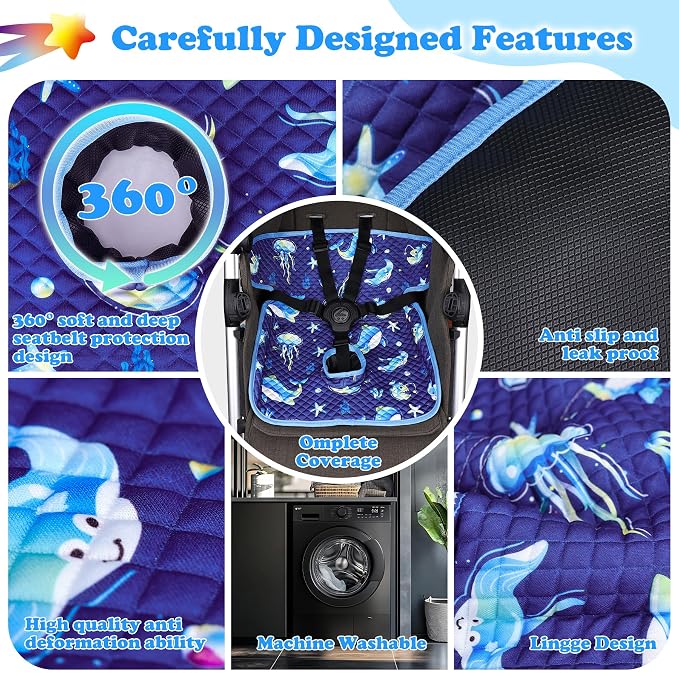 Babenest Car Seat Potty Protector Cover -Waterproof Carseat Training Liner for Baby &Toddler Shower Gift, Dry Piddle Pee Pad with Fun Designs for Strollers & Infant Car Seats (1pc Whale-Blue)