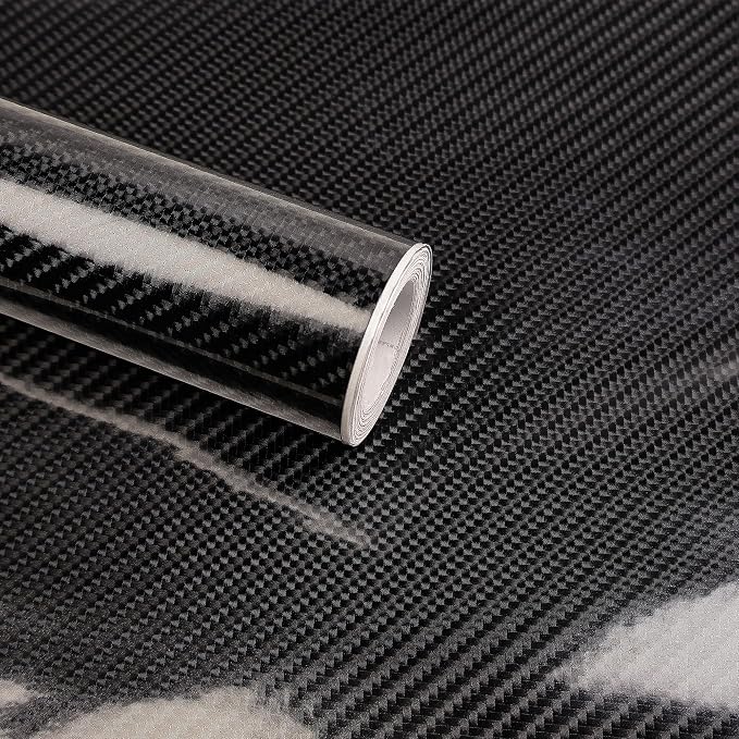 Lypumso 6D Carbon Fiber Vinyl Wrap Roll, Glossy Car Wrap Film Featuring Bubble Free Air Release Technology, Car Moto DIY Interior Exterior Decoration (Carbon Fiber Black, 1ft x 5ft)