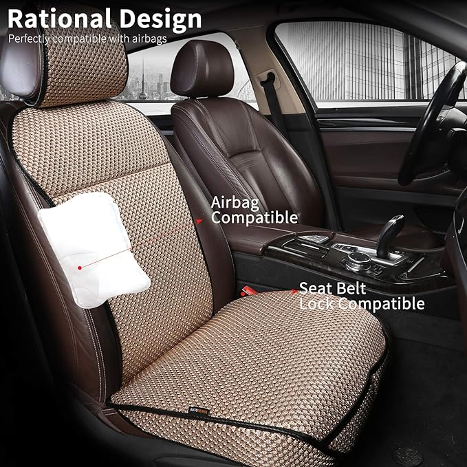 Auto Newer Luxury Breathable Car Seat Cover Fit Four Seasons, Universal Front of Car Seat Cushions, Bottom Seat Covers of Full Wrapped Edge,Universal Fit for 95% Cars,SUV,Pickup(Beige,1PCS)
