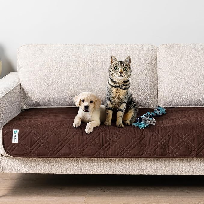 PetAmi Waterproof Couch Cover for Dogs, Non-Slip Leakproof Sofa Furniture Protector for Pet Cat, Machine Washable Bed Blanket for Car Seat, 30x70 Brown