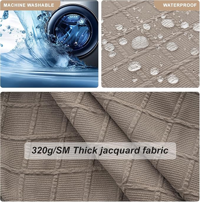 Genina Waterproof Seat Covers for Dining Room Chairs Covers Dining Chair Slipcovers Protector, No Rear Covers (Taupe, 6 Pcs)