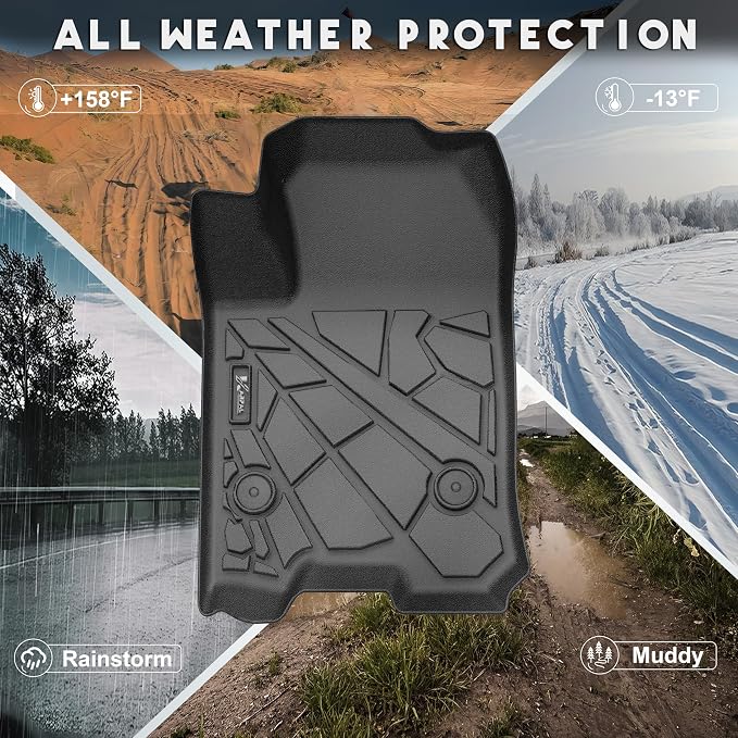 KARPAL Floor Mats Bed Mat for 2023-2026 Chevy Colorado/GMC Canyon Crew Cab, 5FT Truck Bed Liner All Weather TPE Custom Fit Floor Liners Full Set Car Accessories