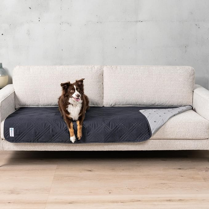 PetAmi Waterproof Couch Cover for Dogs, Non-Slip Leakproof Sofa Furniture Protector for Pet Cat, Machine Washable Bed Blanket for Car Seat, 30x70 Gray