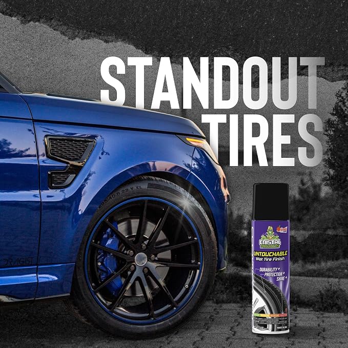 Cristal Products Untouchable Tire Shine Spray (4 Pack) – Citrus Scent, Wet Look Tire Shine, No Sling, Long Lasting Car Tire Shine, No Touch Application