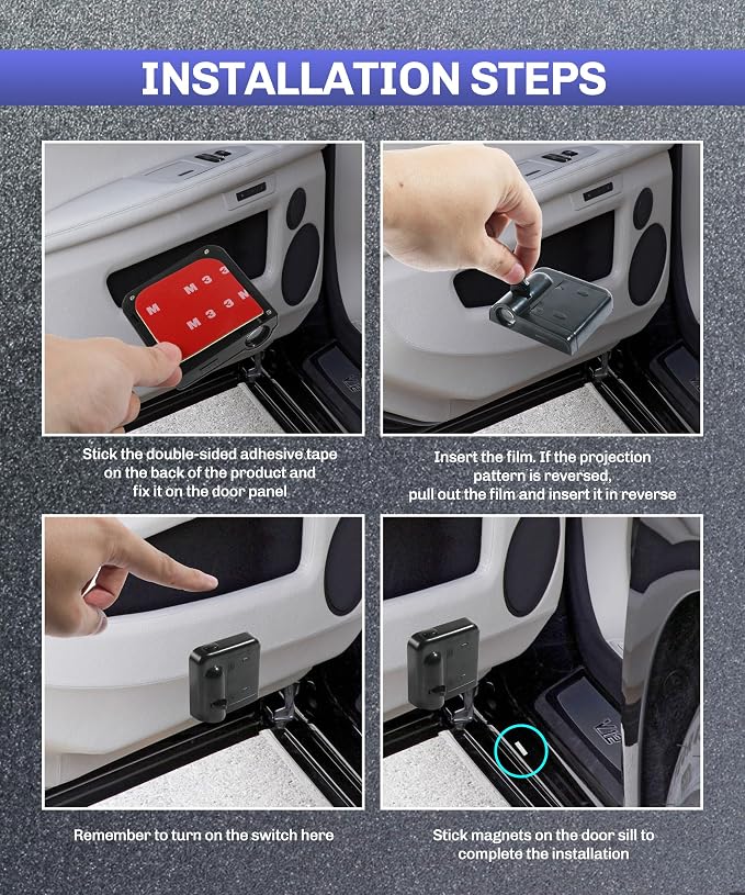 bylikeho 2Pcs Car Door Lights,Door Lights Logo Projector,Car Accessories HD Car Welcome Light,Door Sill Lights Wireless LED Door Paste Courtesy Light,Car Door Lights Logo (Red American Flag)