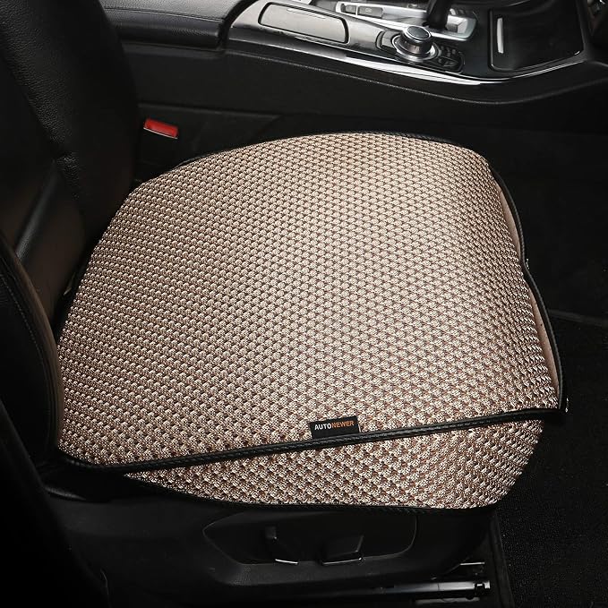 Auto Newer Breathable Universal Four Seasons Car Seat Covers，Luxury Car Seat Cushion ，Protectors for Front Seat Bottoms,Compatible with 95% Vehicles， Fit for Cars Truck SUV (Gold Beige,1PCS)