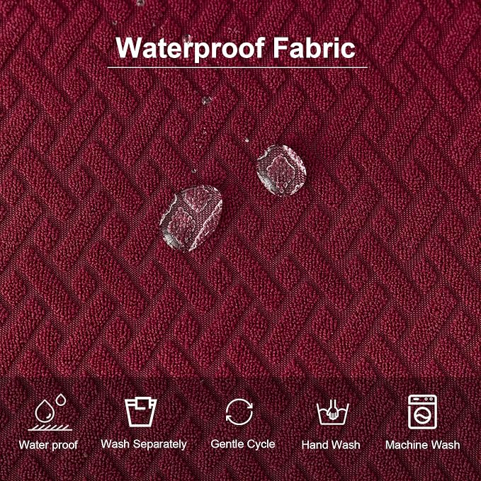 Genina Waterproof Seat Covers for Dining Room Chairs Covers Dining Chair seat Covers Kitchen Chair Covers slipcovers (Wine Red, 4 Pcs)