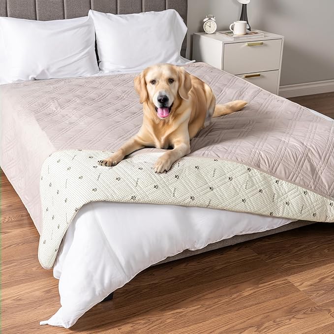 PetAmi Waterproof Couch Cover for Dogs, Non-Slip Leakproof Sofa Furniture Protector for Pet Cat, Machine Washable Bed Blanket for Car Seat, 102x82 Beige