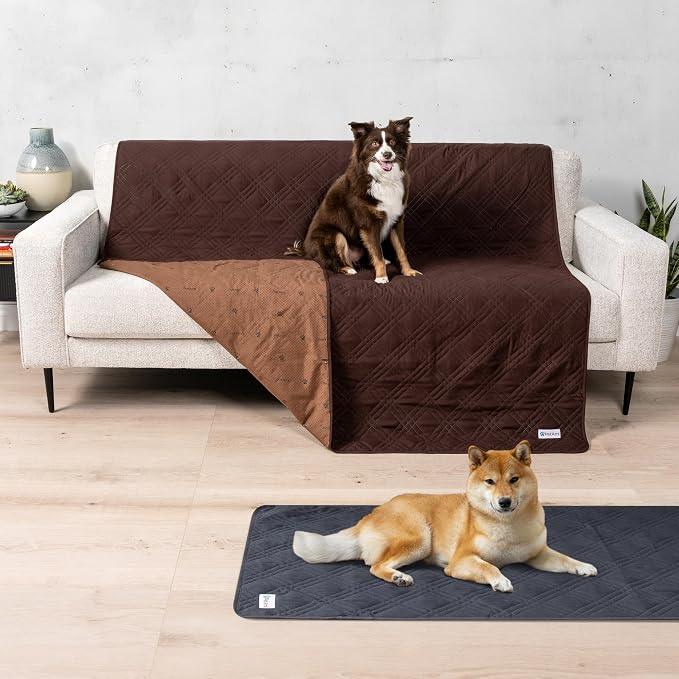 PetAmi Waterproof Couch Cover for Dogs, Non-Slip Leakproof Sofa Furniture Protector for Pet Cat, Machine Washable Bed Blanket for Car Seat, 52x82 Brown