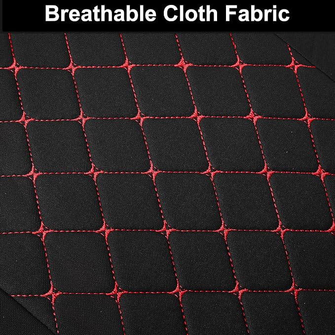 YGL Breathble Car Seat Covers Full Set, Washable Seat Covers for Cars, Premium Cloth Car Seat Protectors, Interior Covers for Cars, Sedan Van Truck SUV(Black/Red)