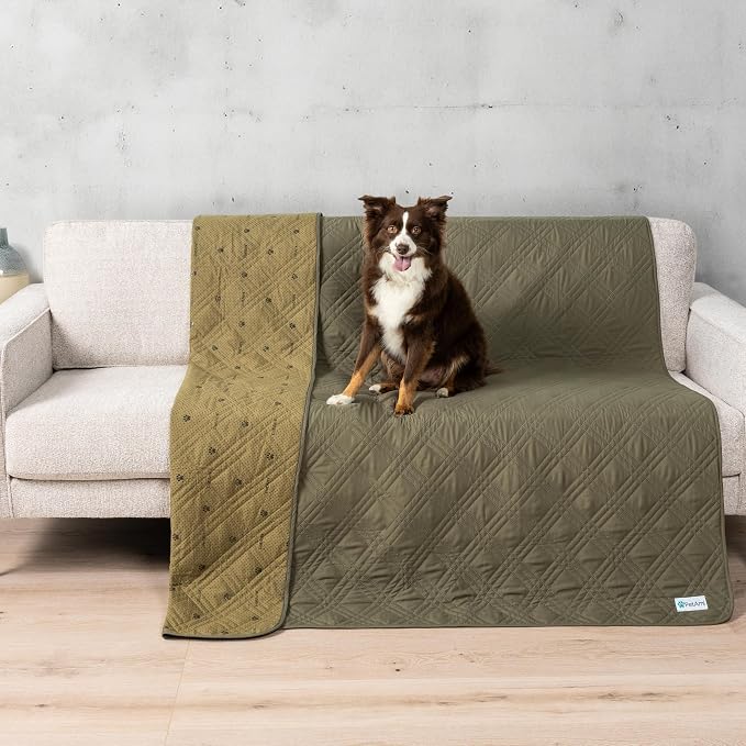 PetAmi Waterproof Couch Cover for Dogs, Non-Slip Leakproof Sofa Furniture Protector for Pet Cat, Machine Washable Bed Blanket for Car Seat, 30x70 Green