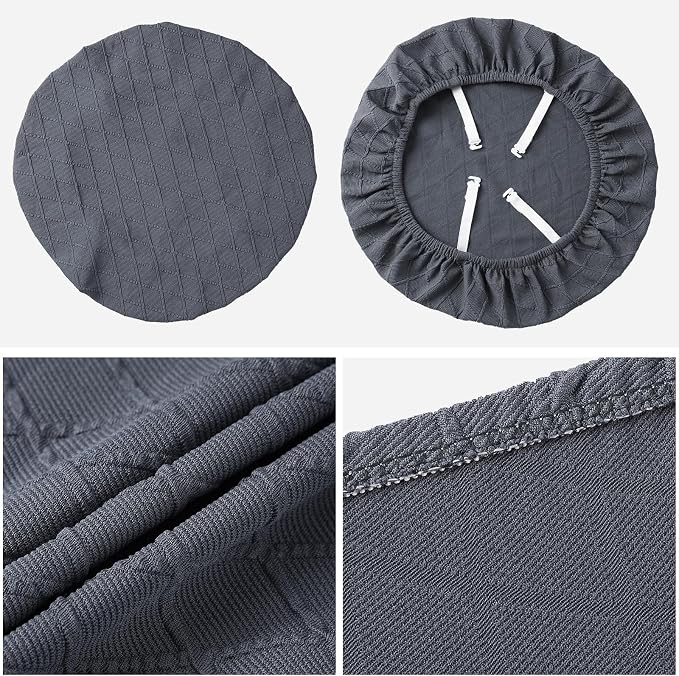 Fuloon Stretch Chair Seat Covers 4 PCS, Removable Washable Dining Chair Covers Anti-Dust Dining Room Seat Cushion Slipcovers (4, Gray)