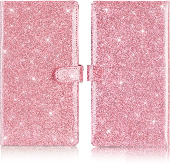 TOURSUIT Car Registration and Insurance Card Holder, Glitter Pink | Vehicle License Document Organizer, Glove Box Compartment, Interior Car Accessories, For Women Men