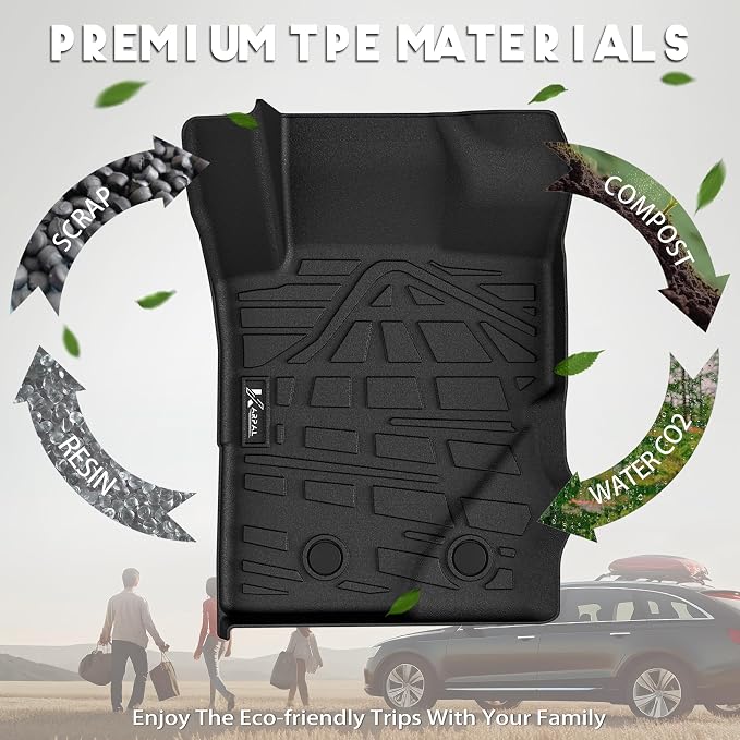 KARPAL Floor Mats for 2021-2025 2026 Ford Bronco 4 Door (Not fit Sport), Custom Fit TPE All Weather Ford Bronco Accessories 1st&2nd Row Floor Liner & Cargo Liner Backrest Mat