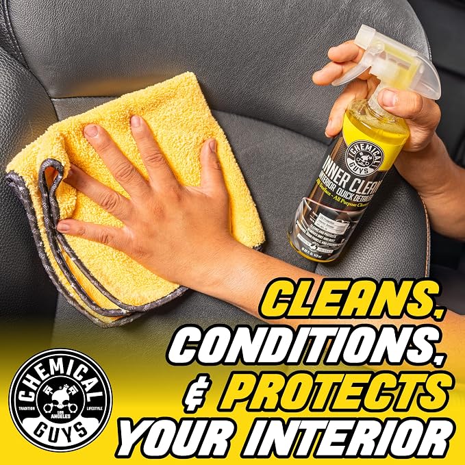 Chemical Guys, InnerClean Interior Quick Detailer & Protectant Spray, 16 oz | Spray-and-wipe detailer cleans and refreshes dashboards, door panels, seats and trim, leaving a non-greasy finish