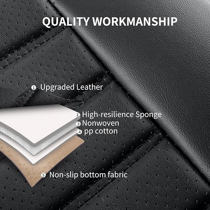 HChengkikz Car Seat Cover, Faux Leather, Waterproof (Black) | Breathable, Airbag Compatible, Easy Maintenance, Universal Fit for Most Sedans SUVs Pick-ups Trucks