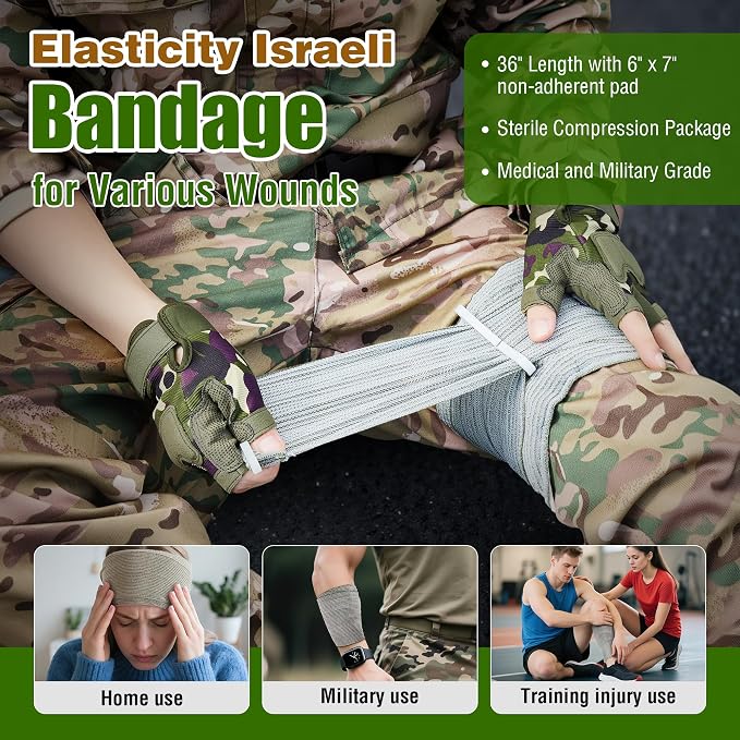 Premium IFAK Trauma Kits, First Aid Kits with Tourniquet, 36" Splint, Israeli-Bandage,Survival Emergency Prepare Equipment Bag for Home, Outdoor, Heavy-Duty Workspace, School, Car